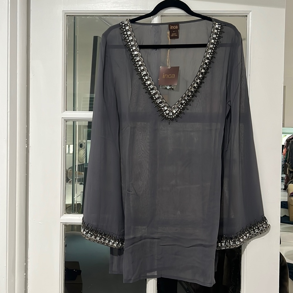 NWT INCA beaded silk tunic
